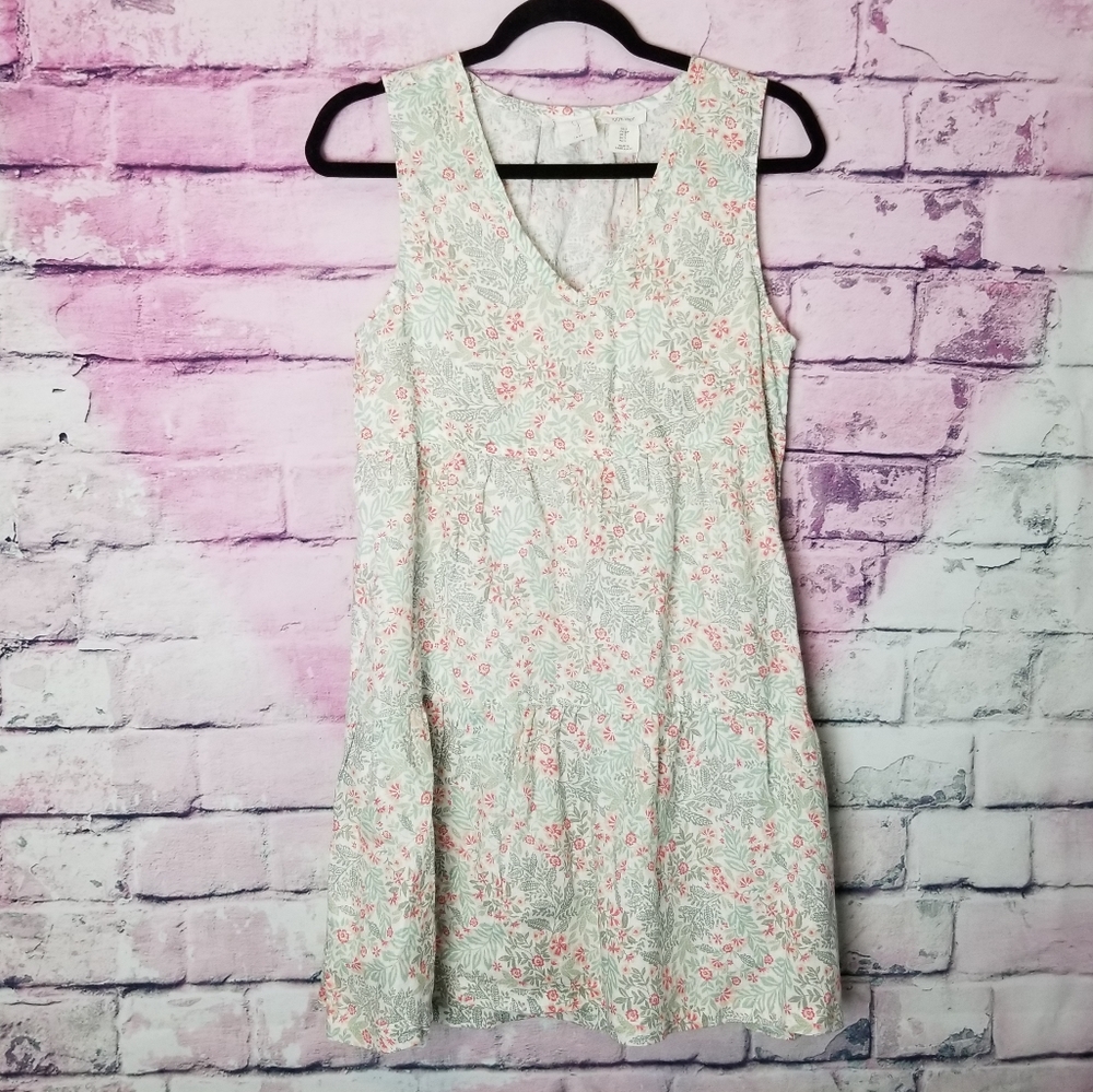 JOIE 100% LINEN TIERED PALE FLORAL NATURE PRINTED TANK DRESS S NWT
